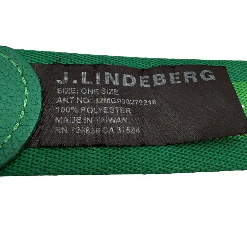 J.Lindeberg Green Striped D-Ring Golf Belt One Size Sporty Athletic Casualwear